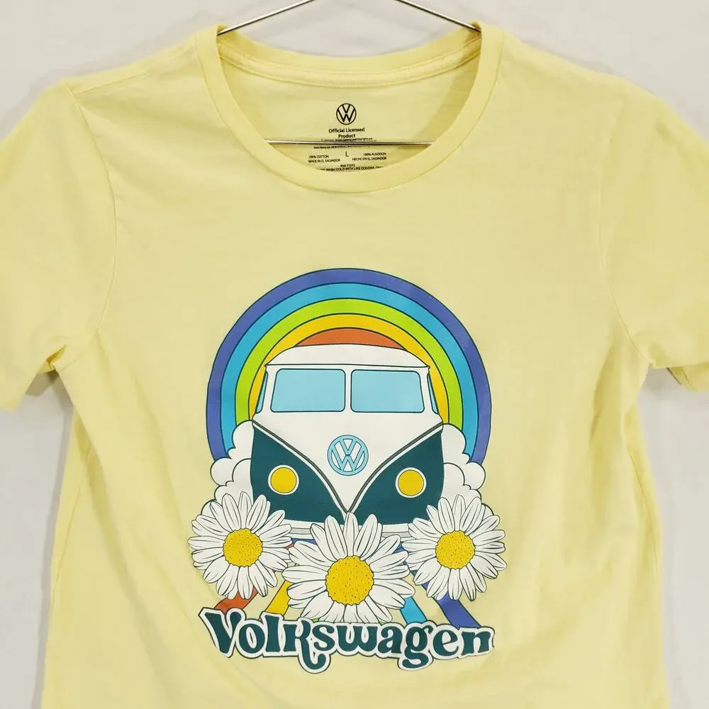 Volkswagen T Shirt Girls Large Yellow Daisy Volkswagen Bus Rainbow Official‎ Tee